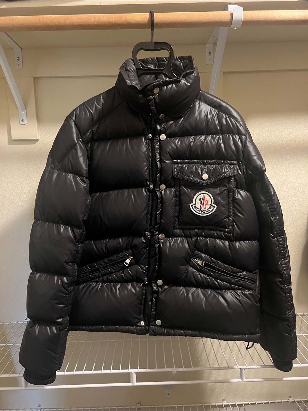 Moncler Black Quilted Down Puffer Jacket with Logo Patch
